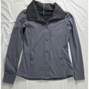 KUHL Krush Womens Grey Snap Front Jacket Mock Neck Size Small